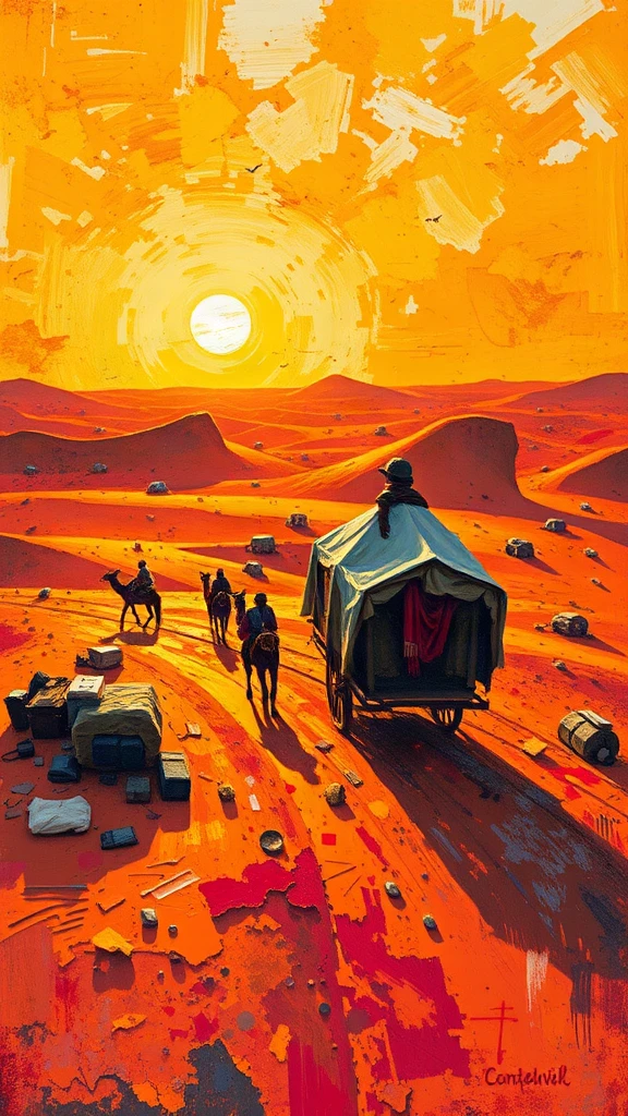 Desert Caravat Golden Hour Acrylic Palette Knife