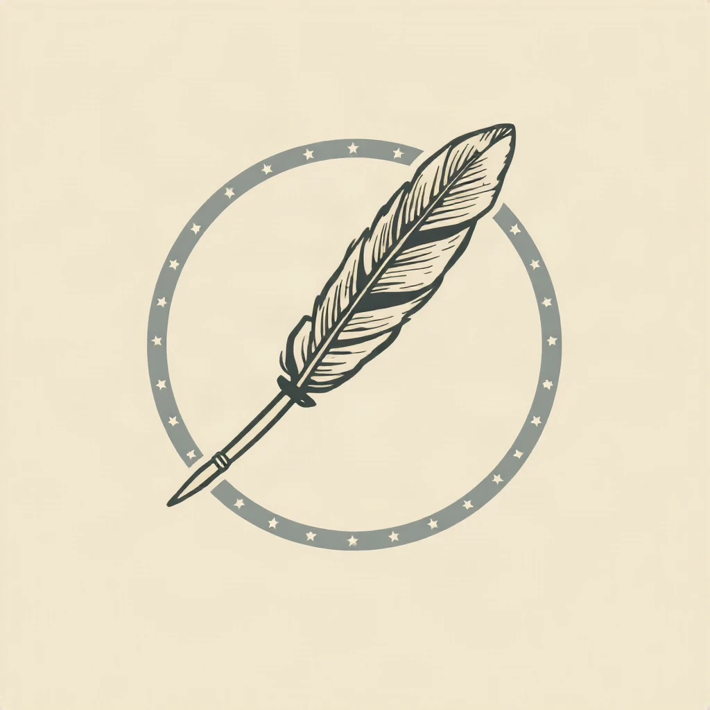 Retro Emblem Feather Pen Logo
