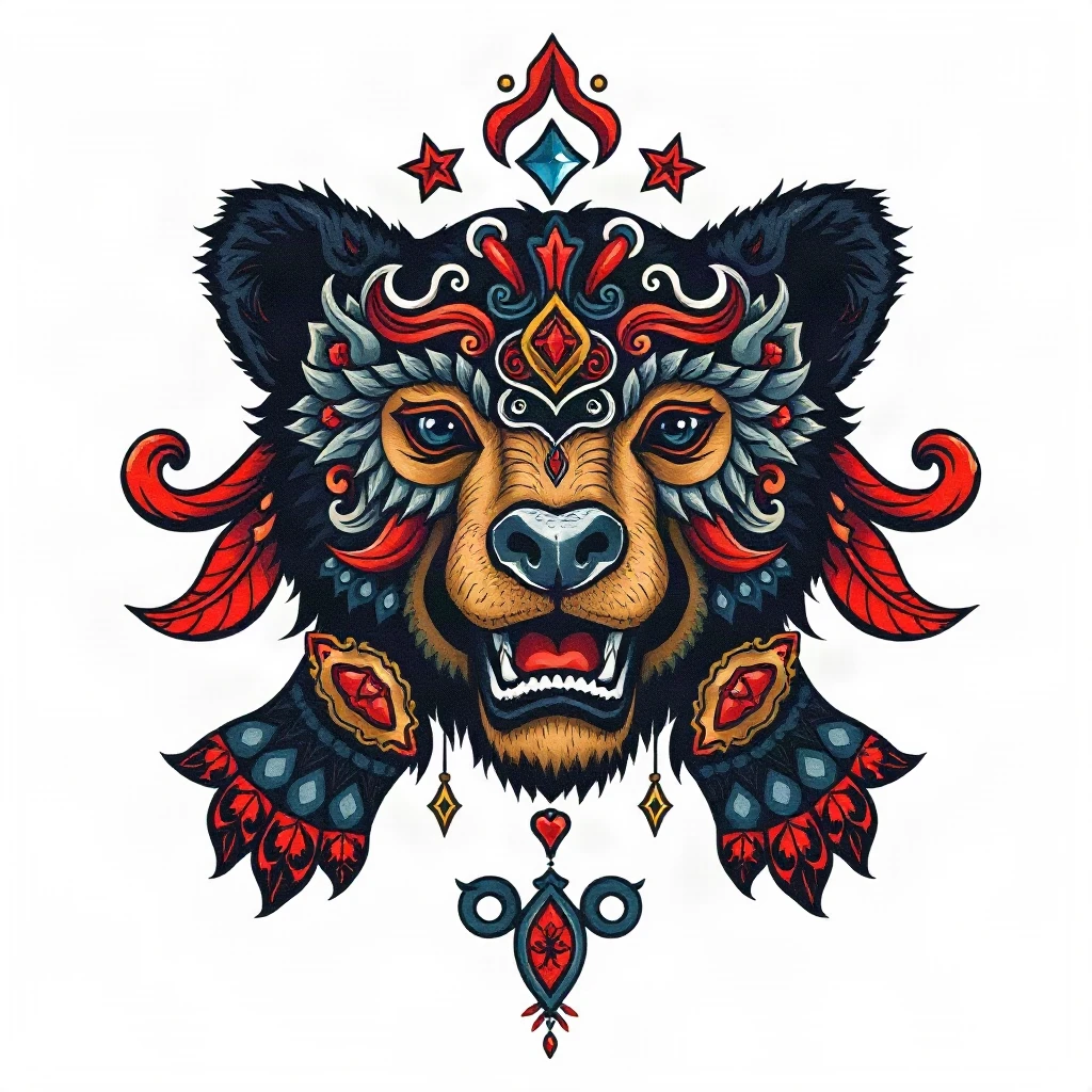 Neo Traditional Bear Tattoo