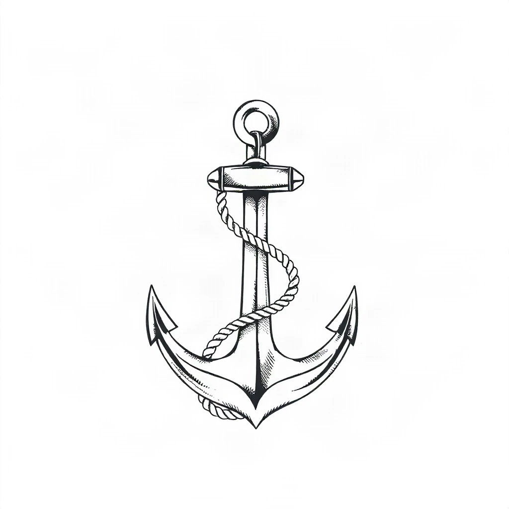 Fine Line Anchor Tattoo