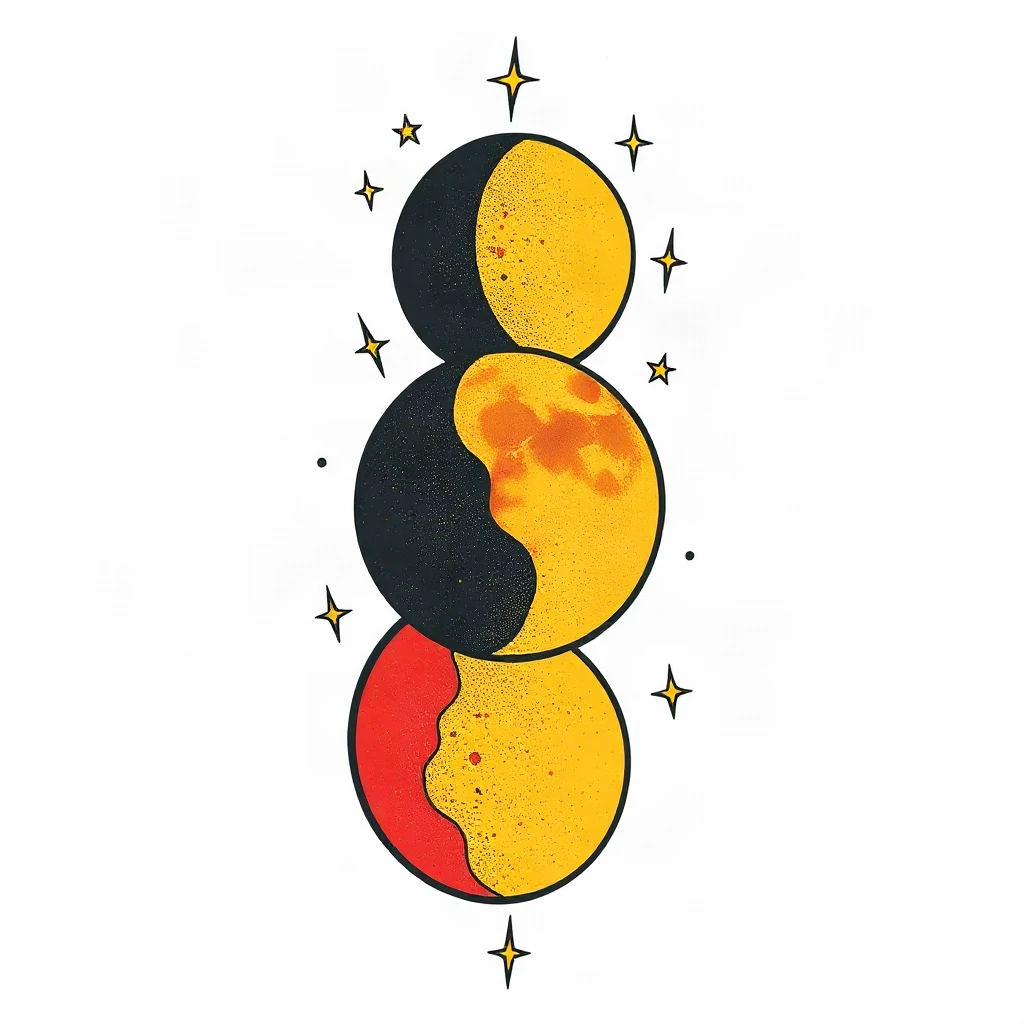 Traditional Moon Phases Tattoo
