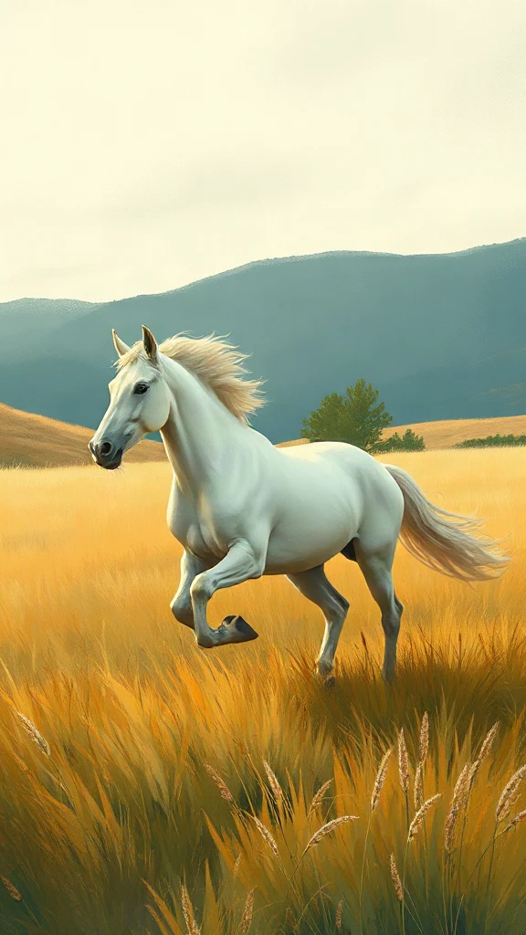 Horse Galloping Across A Gouache