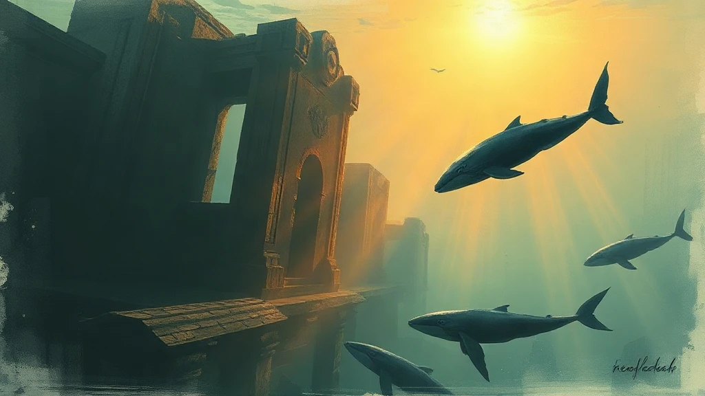 Underwater Temple With Shafts Of Painterly Sketch
