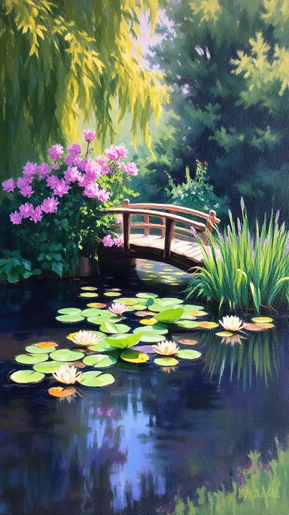 Impressionist Garden Bridge