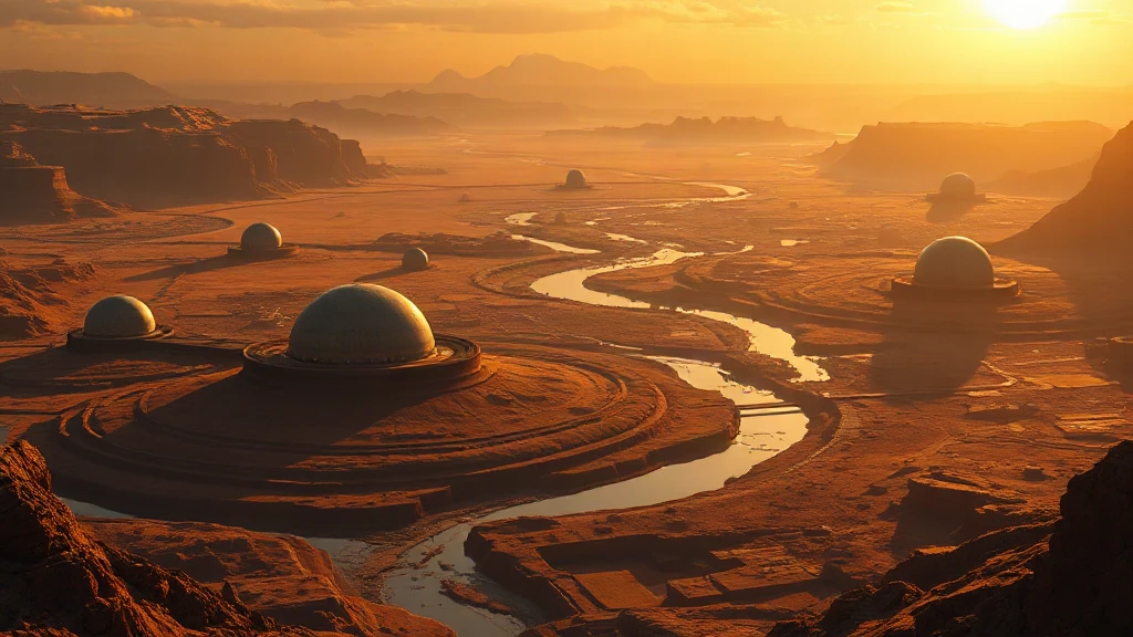 Terraformed Mars Valley With Domes Matte Painting