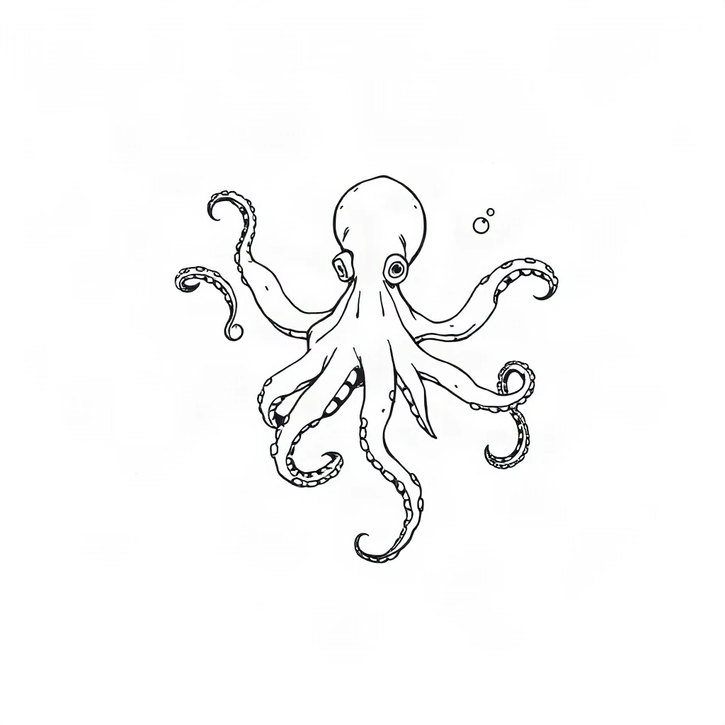 Fine Line Octopus Tattoo