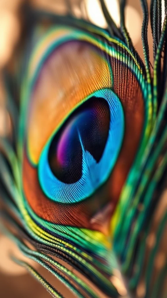 Peacock Feather Macro Golden