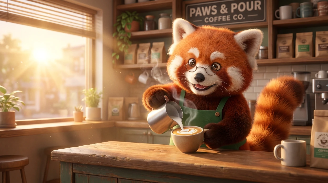 Panda Merah Barista Kafe Pagi