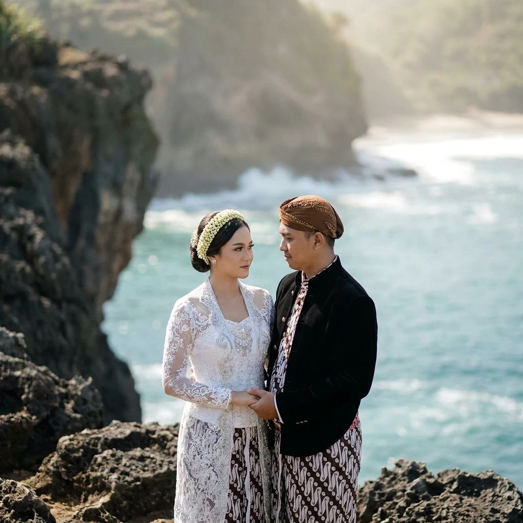 Kebaya Putih di Tebing Karang