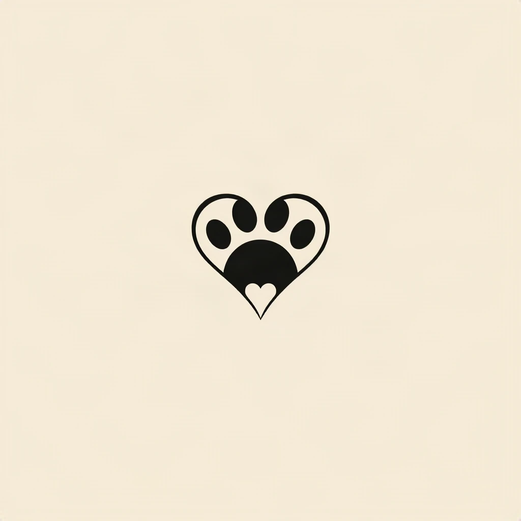 Line Art Paw Heart Logo