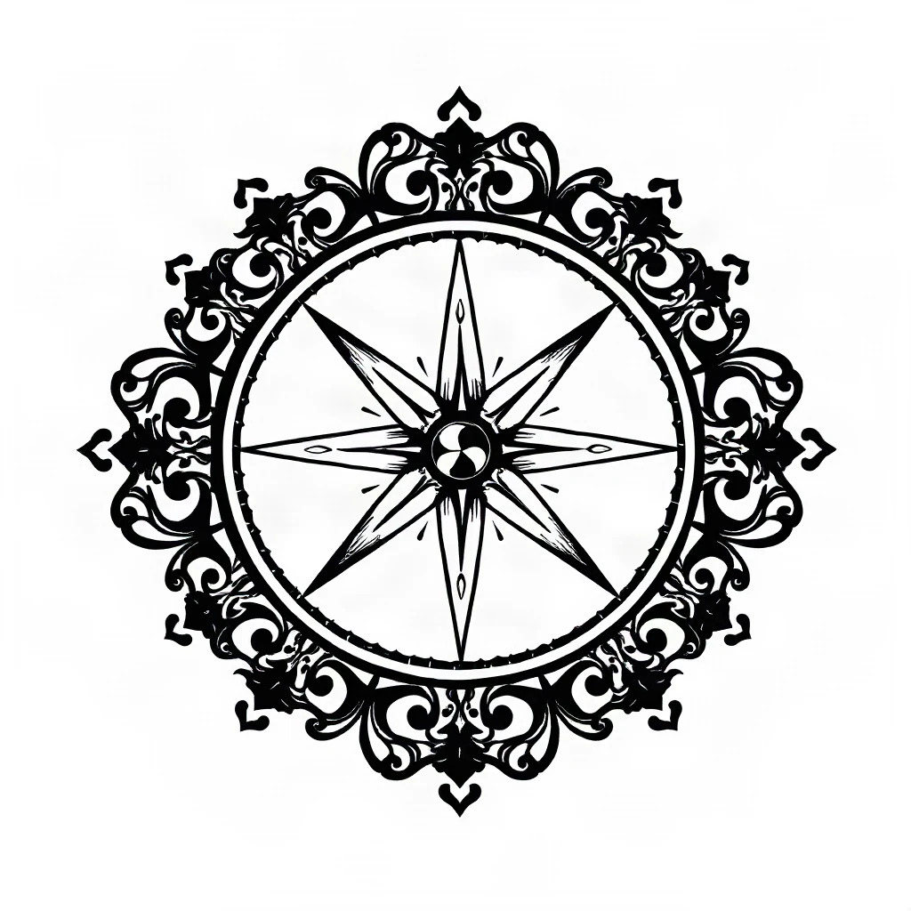 Ornamental Compass Tattoo