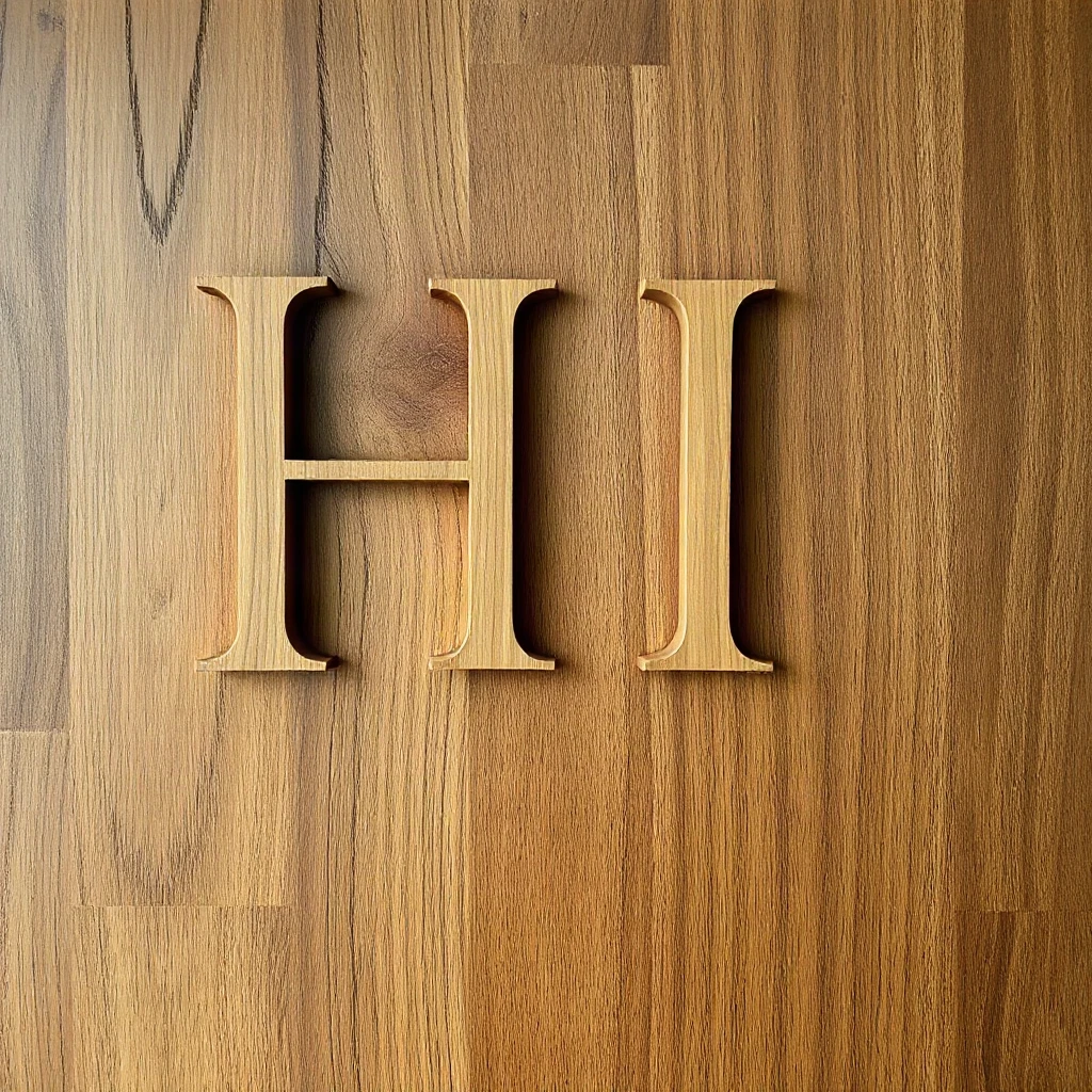 Wooden Carved Hi Typography