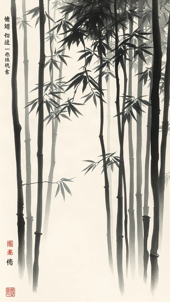 Bamboo Forest In Morning Chinese Ink