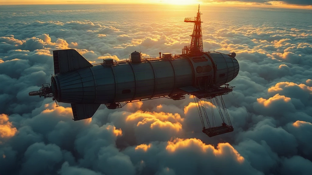 Steampunk Airship Port Above The Matte Painting
