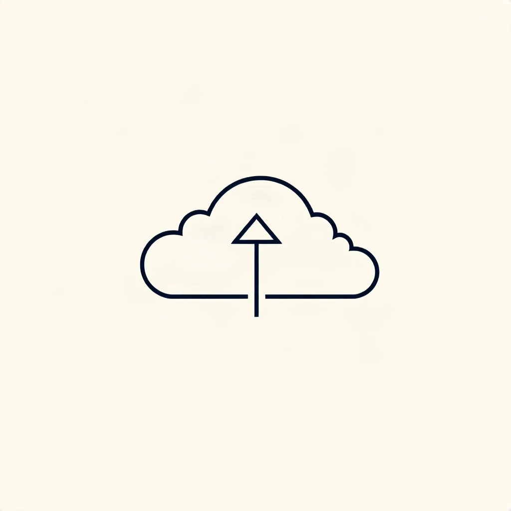 Line Art Cloud Upload Logo
