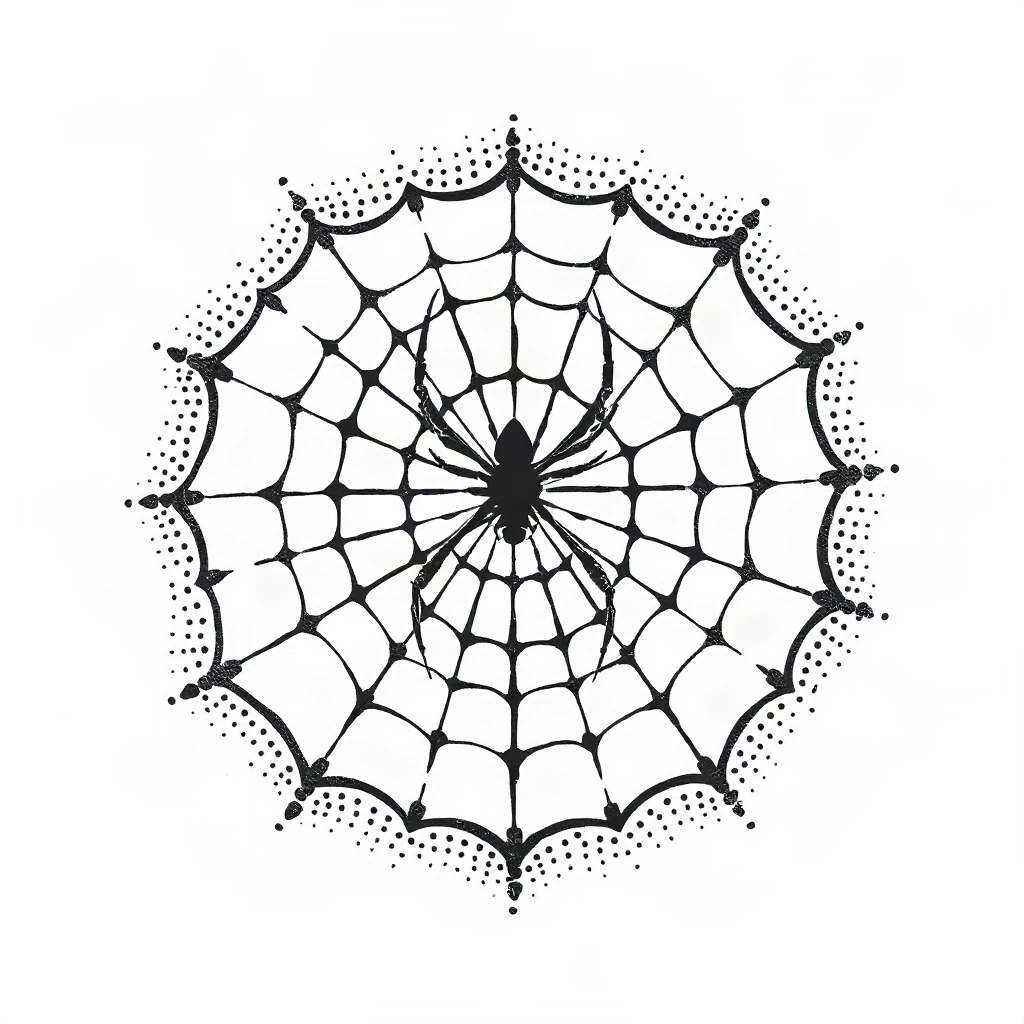 Dotwork Spider Web Tattoo