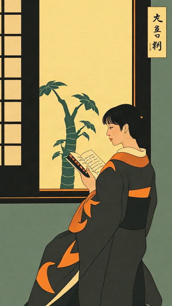 Womreading By A Sunlit Ukiyo-e