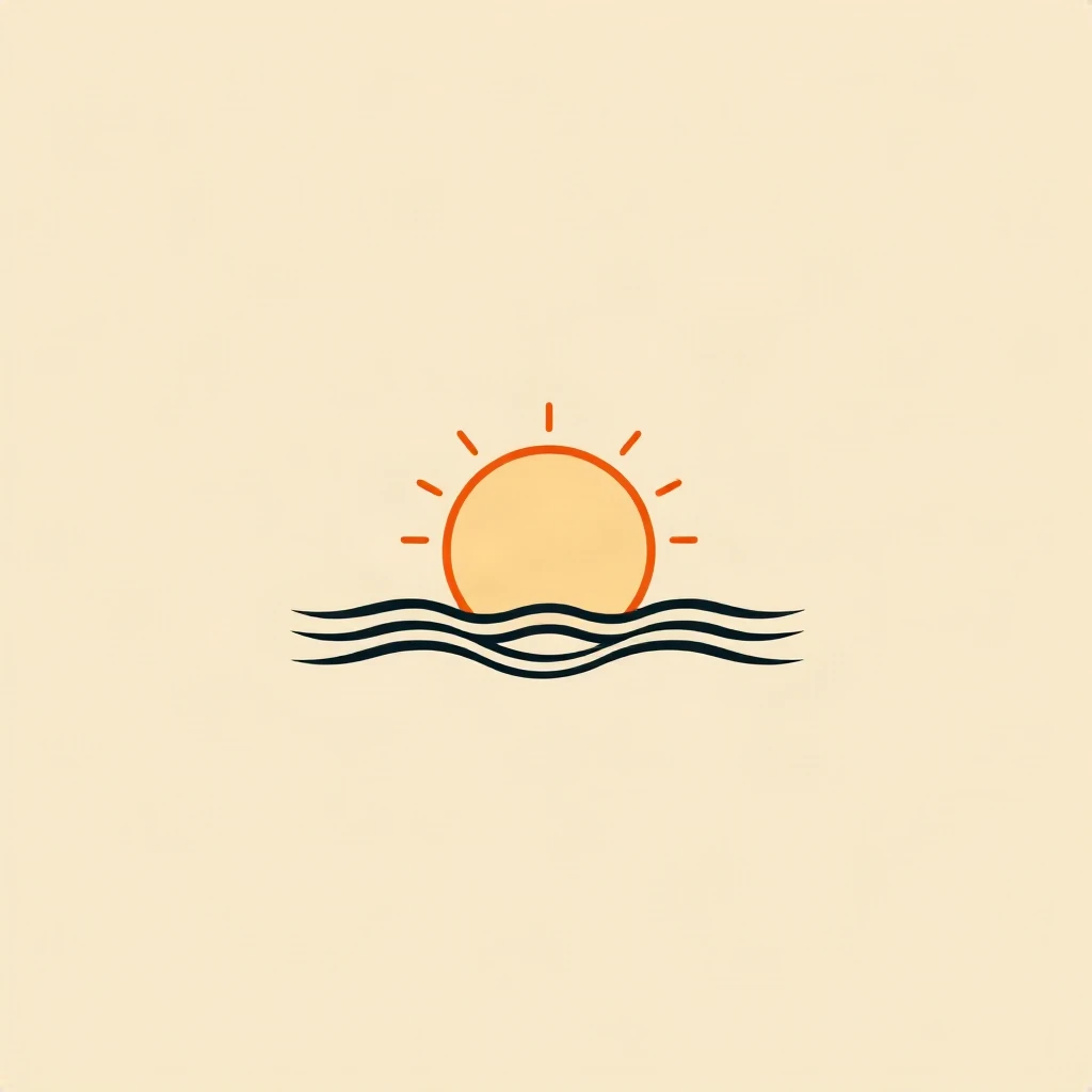 Line Art Sun Waves Logo