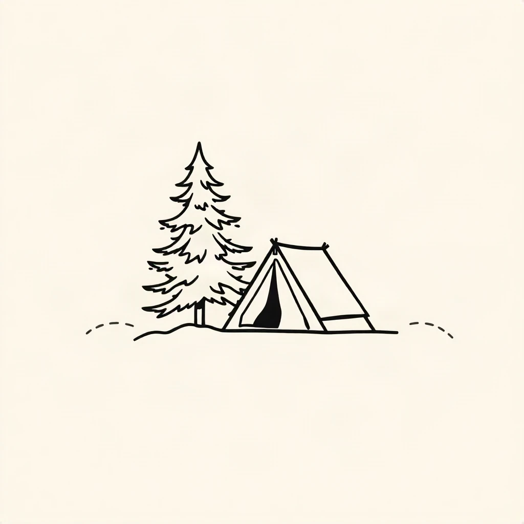 Line Art Pine Tree Tent Logo