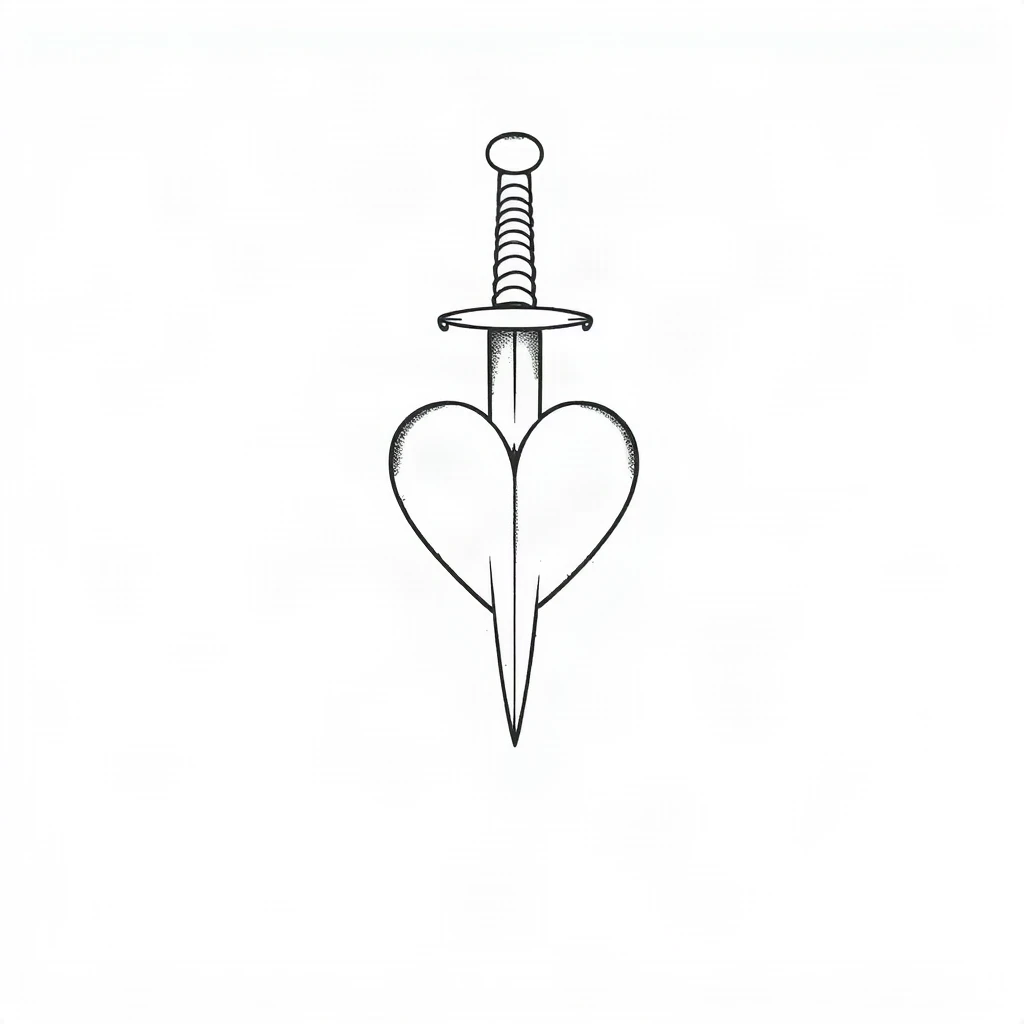 Fine Line Dagger Tattoo