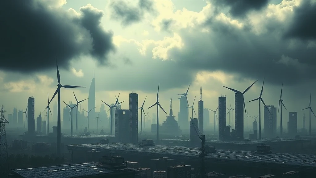 Solarpunk City With Wind Turbines Matte Painting