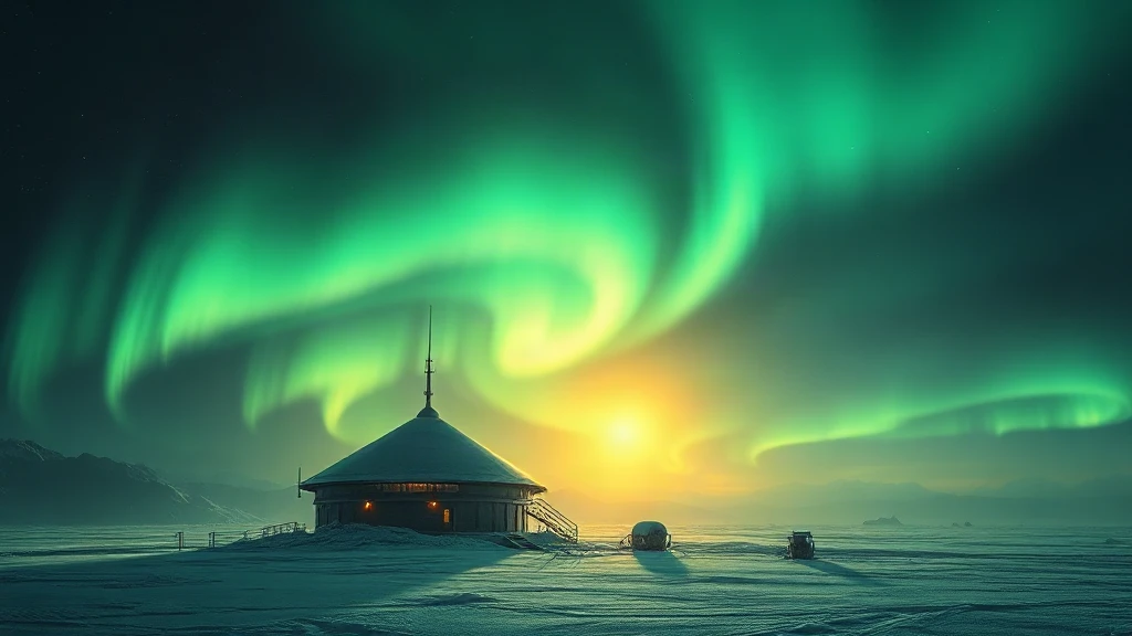 Arctic Research Base Under Green Matte Painting