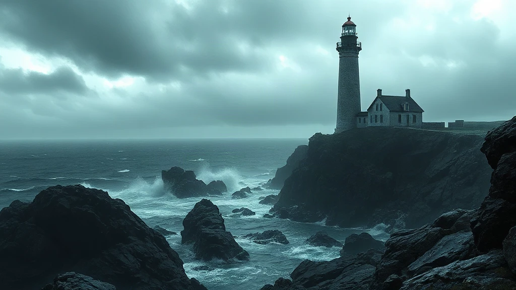 Haunted Lighthouse On A Stormy Matte Painting