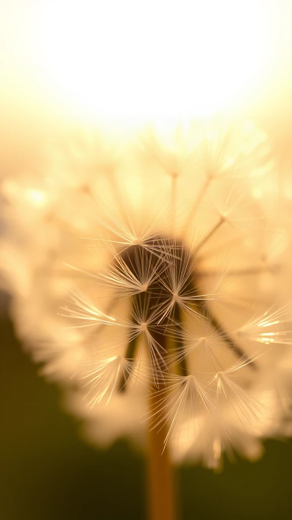Dandelion Seeds Macro Golden