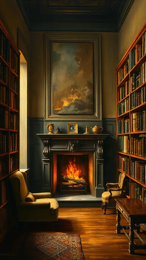 Cozy Library With A Renaissance